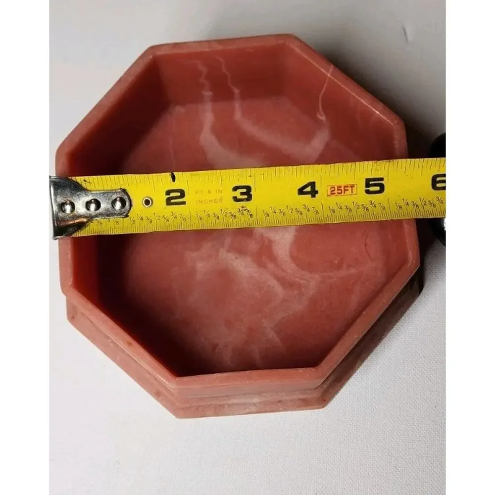 Vnt Incolay Trinket Box Jewlery Stone Pink & White Seagull On The Pier Large